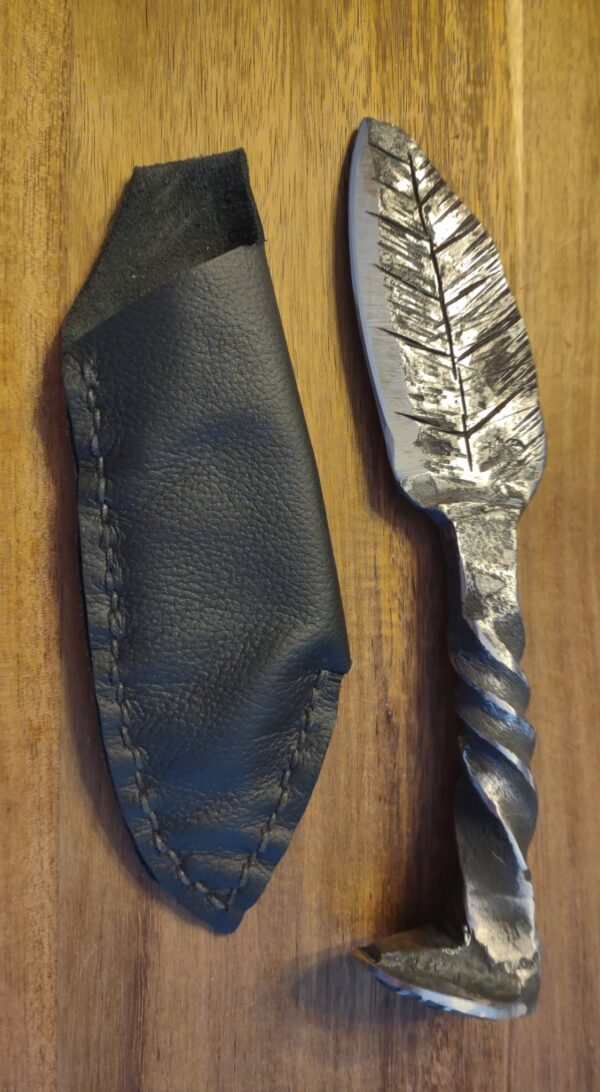 Leaf Railroad Spike Knife with Sheath