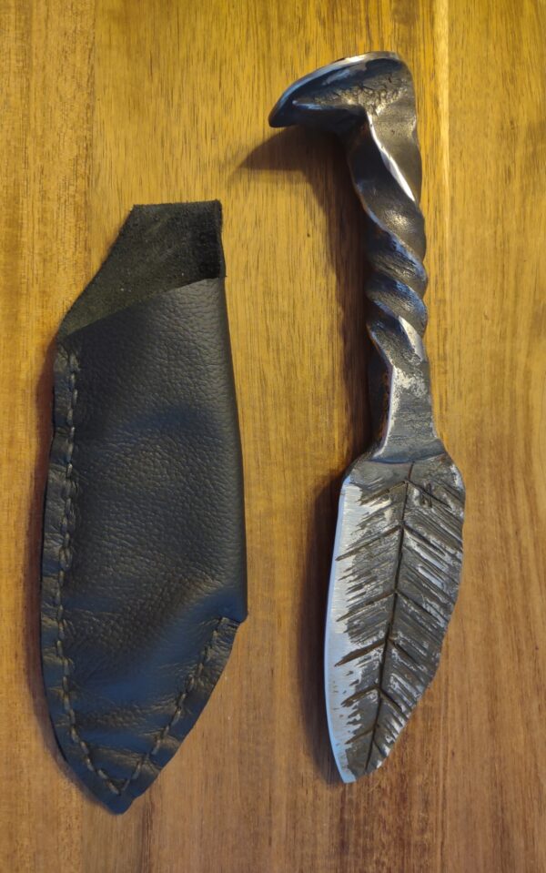 Leaf Railroad Spike Knife with Sheath - Image 2