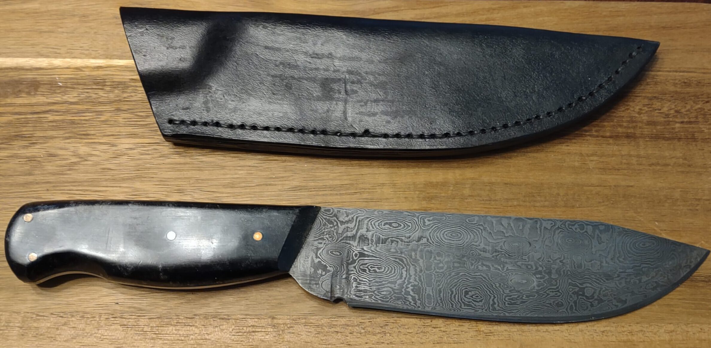 128 Layer Raindrop Pattern Damascus Bowie Inspired Knife