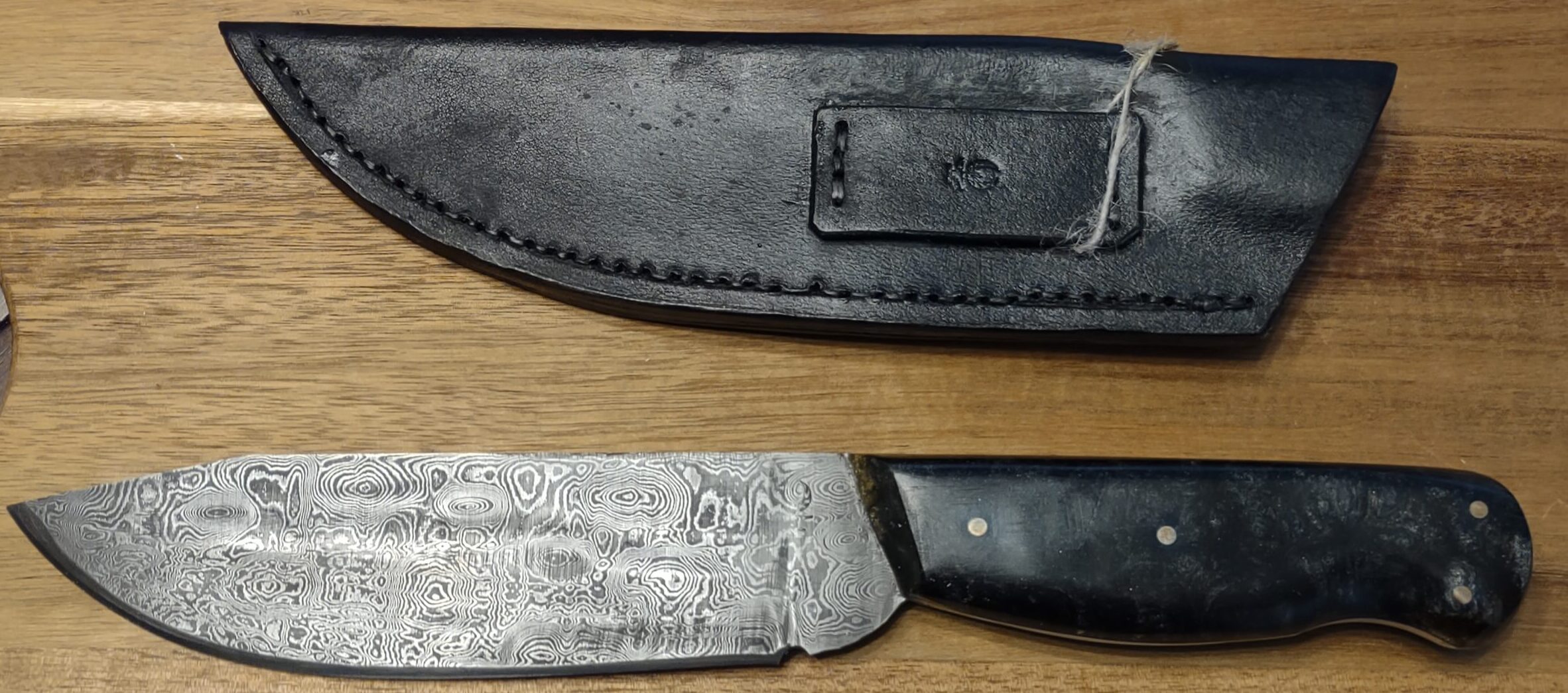 128 Layer Raindrop Pattern Damascus Bowie Inspired Knife - Image 3