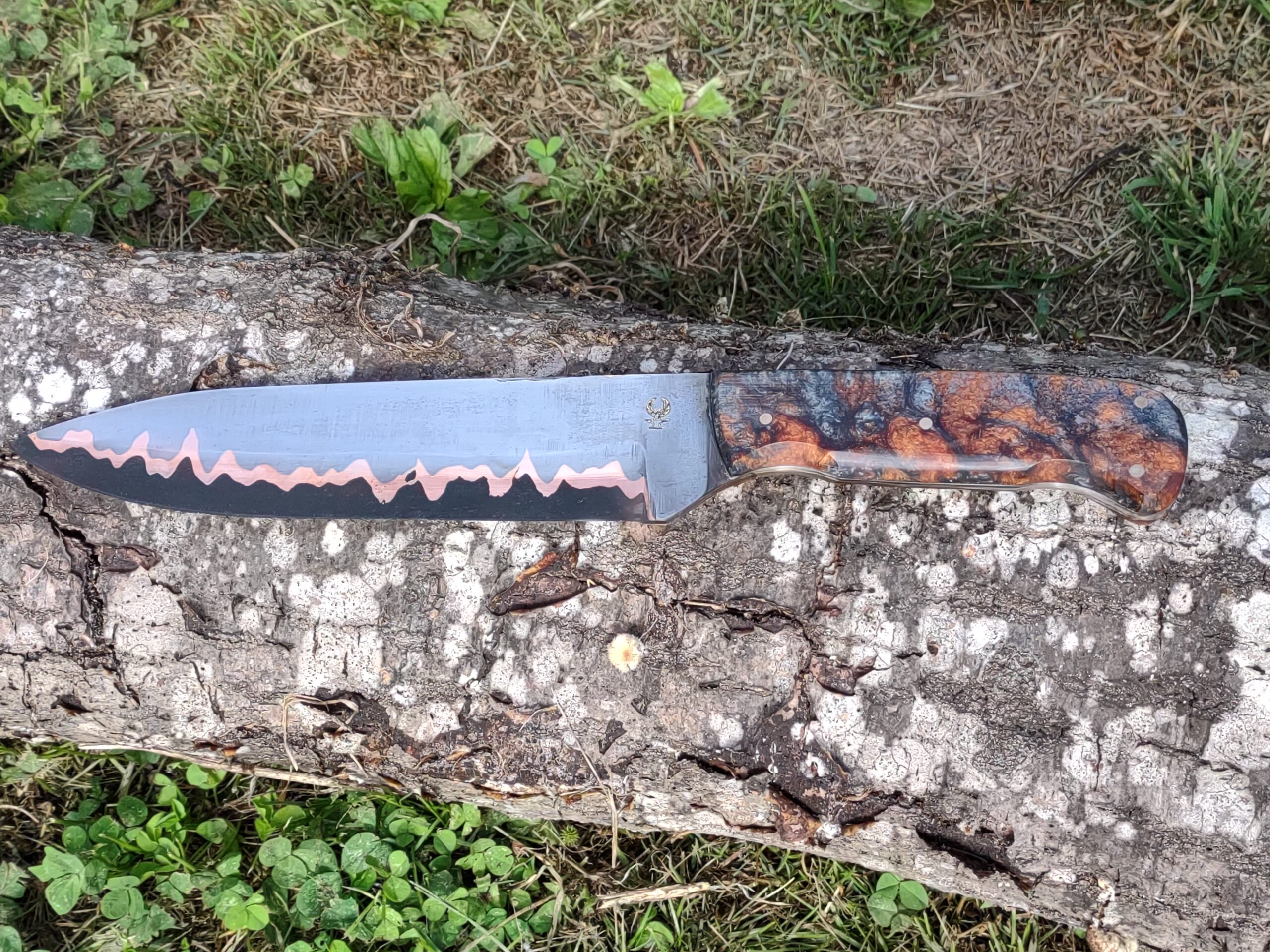 Cu-Mai Copper Damascus knife